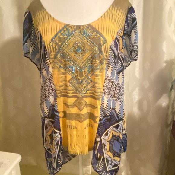 Rhinestone Western Boho Top Size XL - Picture 2 of 10